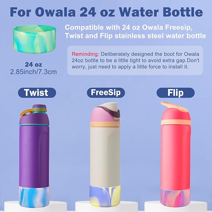 HEYSKAY 2PCS Silicone Boot for Owala Flask Water Bottle Anti-Slip Protective Sleeve for Owala Twist,FreeSip and Flip Stainless Steel Water Bottle BPA-Free Boot Bottom Base