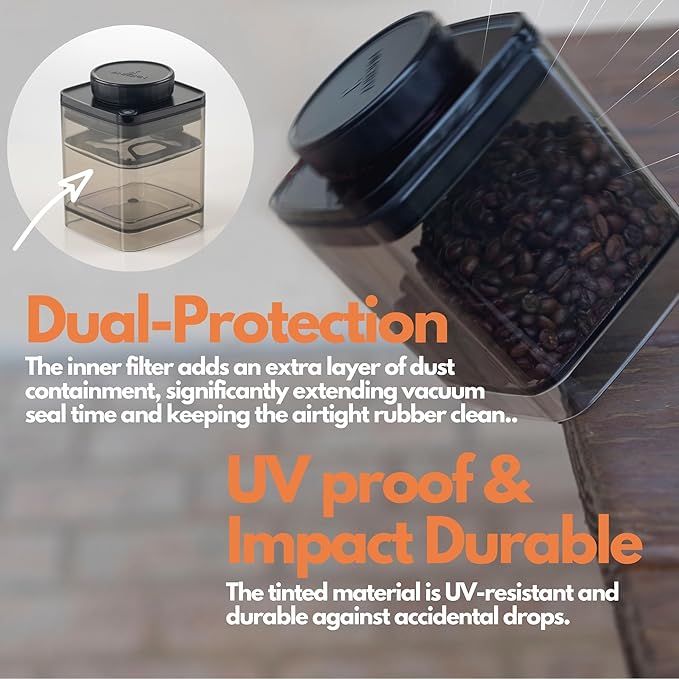 ANKOMN Coffee Vacuum Container, Patented Turn-n-Seal Canister Features the Airtight Vacuum Sealed Rubber and Inner Plate, Holding the Vacuum and Keeping Your Coffee Fresh Longer (Half Pound)