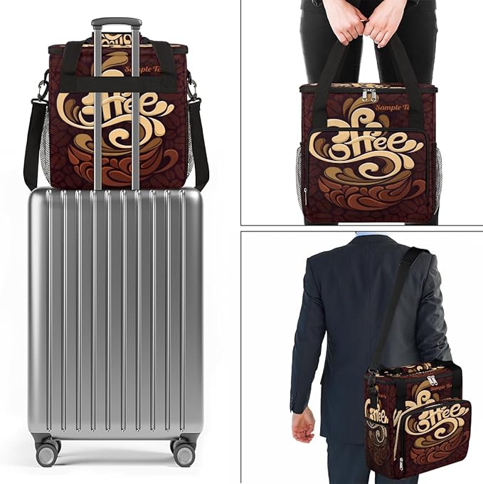 Funny Coffee Coffee Maker Carring Bag Coffee Cafe Travel Carrying Storage Tote Bag Compatible with Keurig K-Mini or K-Mini Plus Portable Single Serve Coffee Brewer Case with Pockets for K-cup Pods