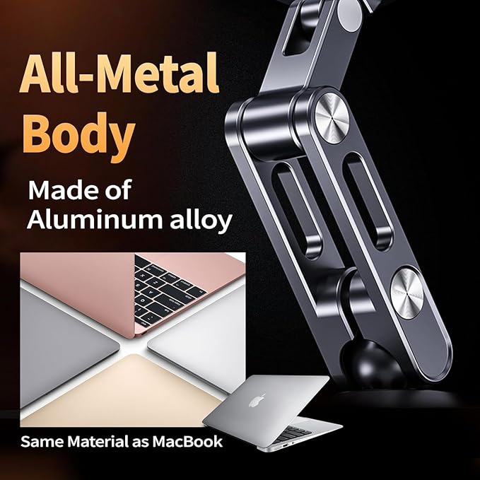 Vacuum Magnetic Car Phone Mount for MagSafe, 360° Adjustable Ball Joint, Strong Suction Cup Windshield Phone Holder with Aluminum Alloy Telescopic Arm