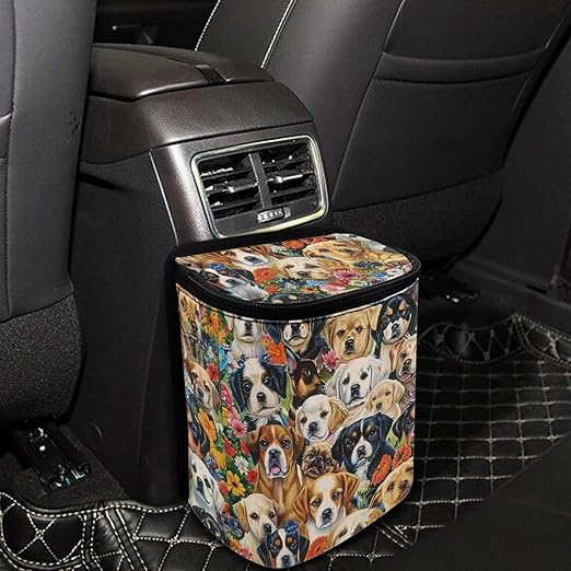 DISNIMO Kawaii Puppy Dog Car Trash Can Easy-to-Install Car Accessory Interior, Leak-Proof Car Garbage Can Bin Organizer Storage Bag for the Back Seat of Any Cars, Sedans, SUVs & Trucks