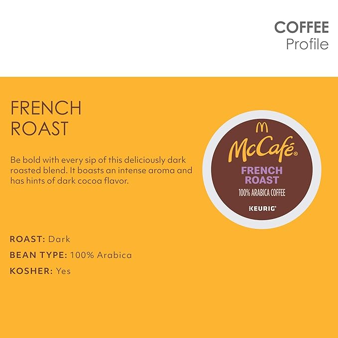 McCafe French Roast, Single Serve Coffee Keurig K-Cup Pods, Dark Roast, 60 Count (6 Packs of 10)