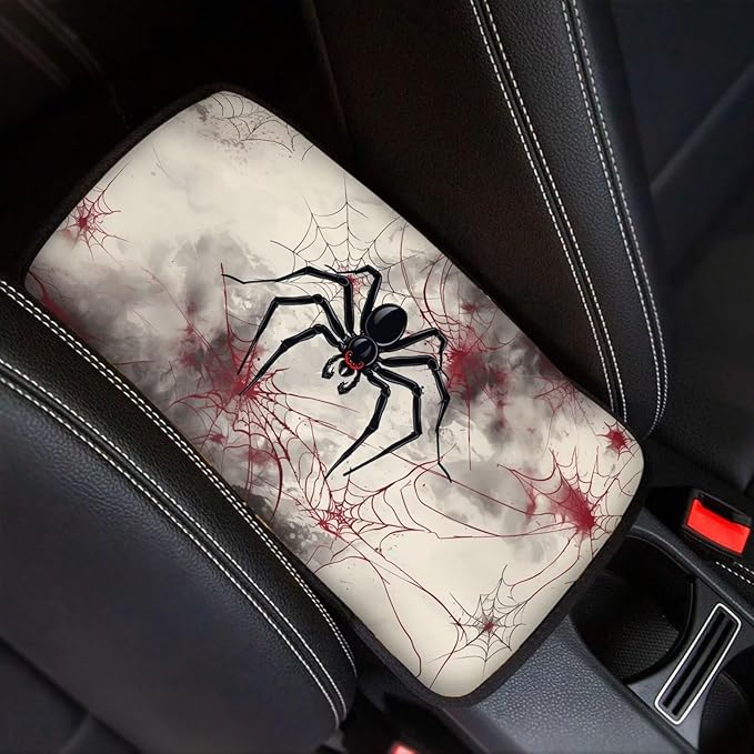 Mintutlipy Spider Car Center Console Cover Soft Comfortable Car Armrest Cushion Water Proof Car Storage Box Mat Universal Fit Most Cars