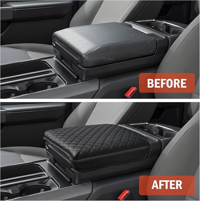 Center Console Cover for Ford F150 2026 2025 2024 2023 2022 2021 - F150 Lightnig 2022-2026 Armrest Pad, Anti-Scratch Middle Console Cover for Ford F150 Accessories (Work Surface Console Only)