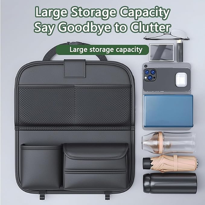 Car Backseat Organizer for Tesla Model X 6seats 2015 2016 2017 2018 2019 2020 2021 2022, Multifunctional Car Organizer Back Seat, Car Storage Organizer with Foldable Table Tray, Large Storage Pockets