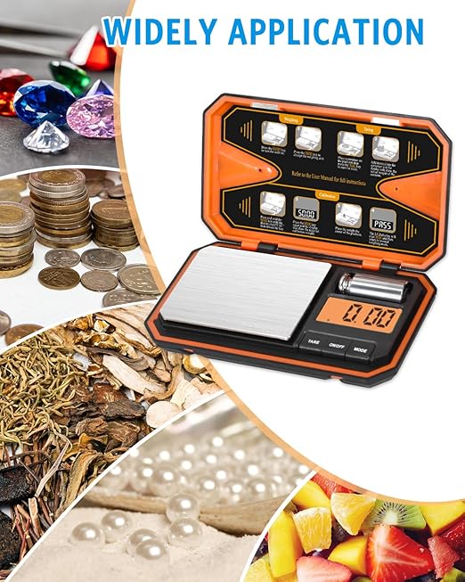 AMIR Digital Pocket Scale, High-Precision 500g x 0.01g Mini Gram Scale with LCD Display, Digital Food Scale with Tare Function, 6 Unit Conversion for Food, Jewelry, Coins, Coffee
