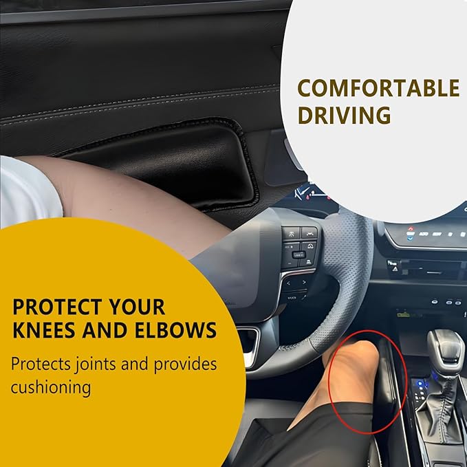 2PCS Car Center Console Knee Leg Elbow Pad, Leather Armrest Cover Cushion Leg Support Relieve Fatigue, for Most Cars, Universal Automotive Interior Accessories