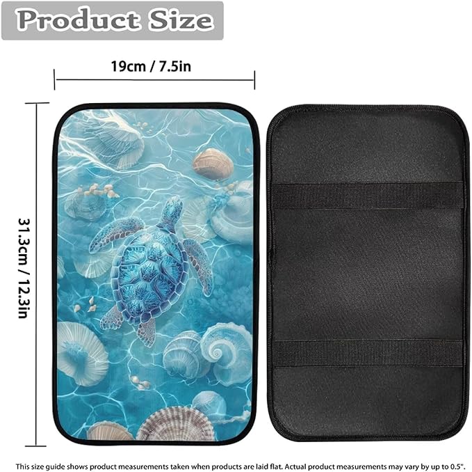 Blue Turtle Arm Rest Cover Car Easy to Install Car Console Covers Vehicle Armrest Cover Vehicle Accessories 12.3 x 7.5 Inch Fit for Most Cars, Vehicles, SUVs