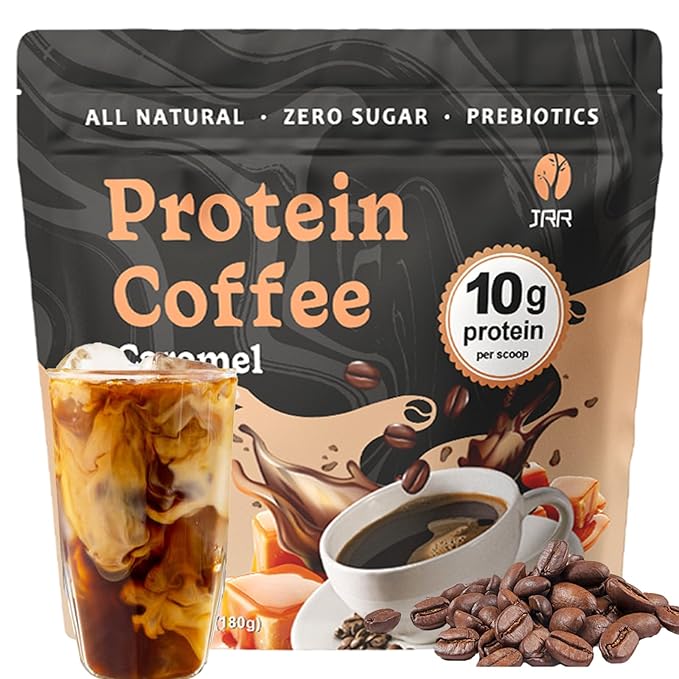 JRR Caramel Protein Coffee Powder – Premium Whey Protein & 100% Natural Cold Brew Coffee – Keto, Low Carb, Zero Sugar, No Artificial Flavors or Sweeteners, 10 Servings (1pc)