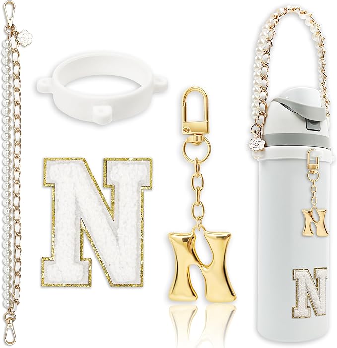 Letter Handle Strap Accessories with Cute Initial Charm Compatible with Owala Water Bottle 24oz 32oz 40oz Owala Kids