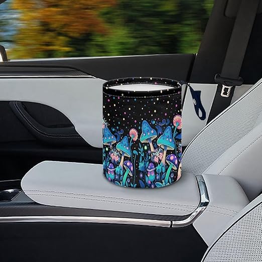 Colorful Mushroom Car Rubbish Bag Hanging Can Reusable Compact Rubbish Holder Mini Car Organizer for Car Garbage, Easy to Install