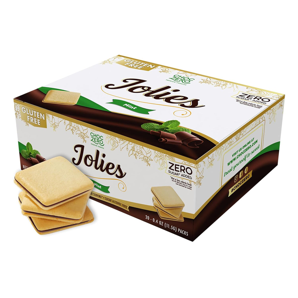 ChocZero Chocolate Cookies, Dark Chocolate Jolies – Gluten Free, Sugar Free, 16 Crispy Chocolate Filled Keto Cookies Per Box, 8 Ounce