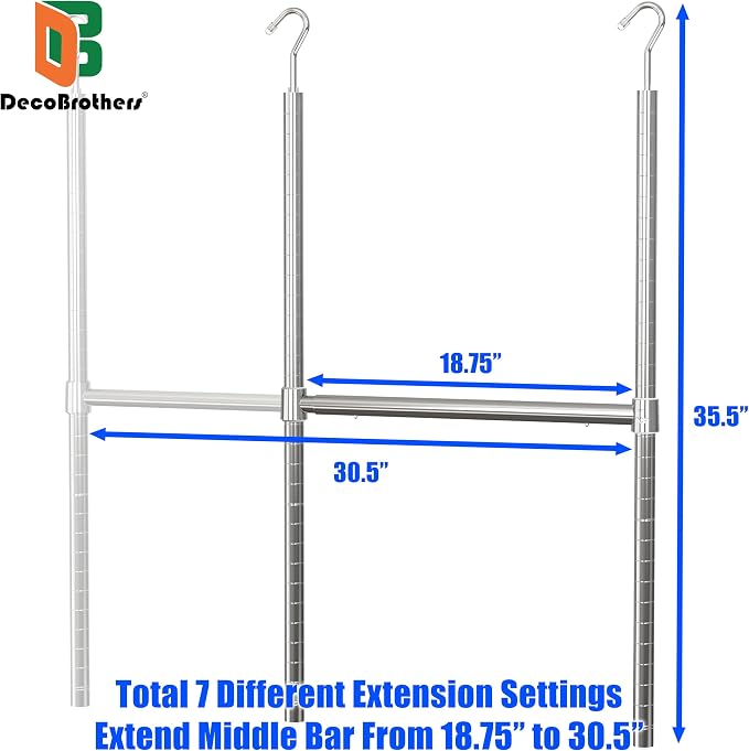 Deco Brothers Adjustable Hanging Closet Rod, Chrome