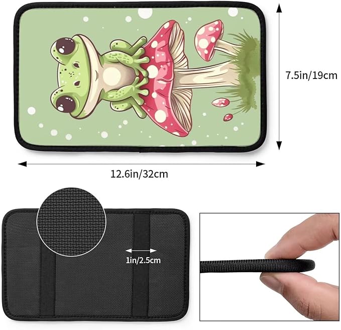Green Frog Center Console Pad Cute Armrest Cover Auto Center Console Cushion Pads Lovely Animal Car Decor Accessories
