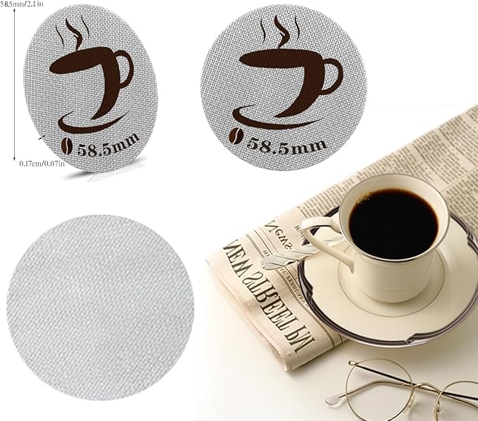 58.5mm Espresso Puck Screen, Reusable Puck Screen Replacement, Perfect Espresso Distribution Tool Compatible with Espresso Machine 58.5mm Portafilter Basket, 1.7mm Thickness 150μm (1, 58.5mm)