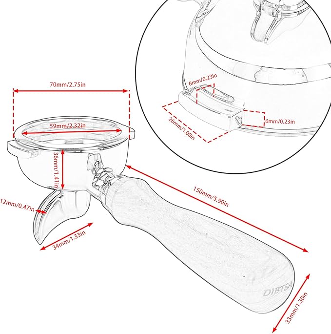 DIBTSA 58mm Portafilter Single Spout 2 Ears Compatible with E61 Group Head, Flair 58, ECM, Rocket, Sanremo, Synesso, Slayer, Espresso Machine Parts