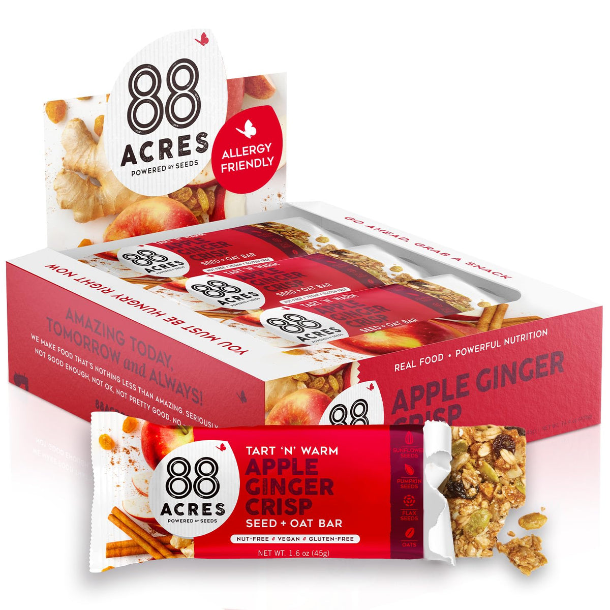 88 Acres Granola Bars, Dark Chocolate Sea Salt, 12 Count, School Safe, Allergen Free Seed & Oat Snack Bar, Gluten & Nut Free, Vegan, Non-GMO & Kosher, Individually Wrapped
