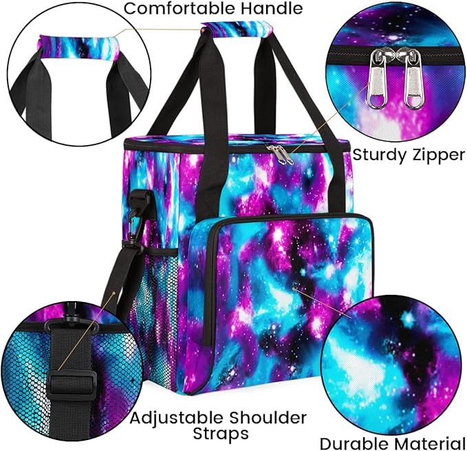 Funny Galaxy Coffee Maker Carring Bag Glitter Space Travel Storage Tote Bag Compatible with Keurig K-Mini or K-Mini Plus Portable Single Serve Coffee Brewer Case with Pockets for K-cup Pods