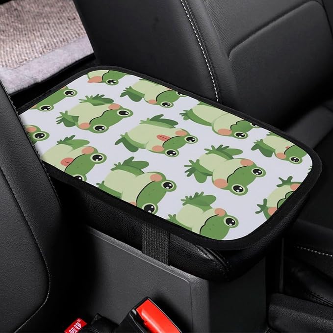 Anti-Slip Center Console Cover for Car, Cute Frog Universal Car Armrest Cover Pad Protector Automotive Interior Accessories for Most Vehicle