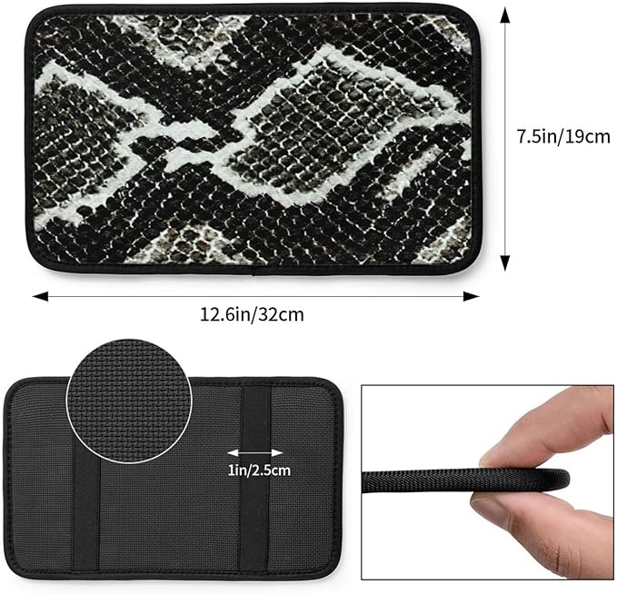 Snake Skin Reptile Auto Center Console Pad Car Armrest Seat Box Cover Protector Universal Fit Car Decor Handrail Box Arm Rest Cushion Lid