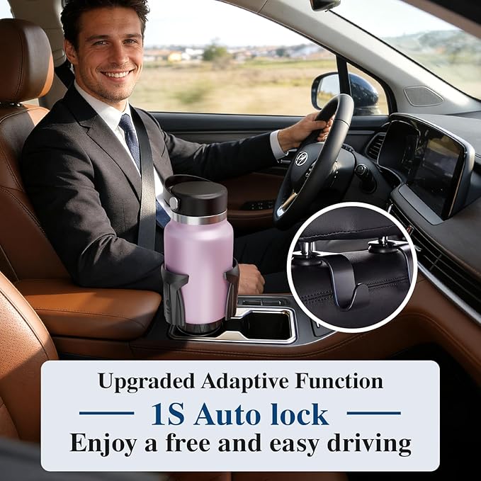 Car Cup Holder Expander, Cup Holder Extender Adapter with Expandable Arm and Adjustable Base, Compatible with Yeti Ramblers, Hydro Flasks, Stanley, Owala Most Coffee Mugs Bottles & Cups (CUP-B-1pack)