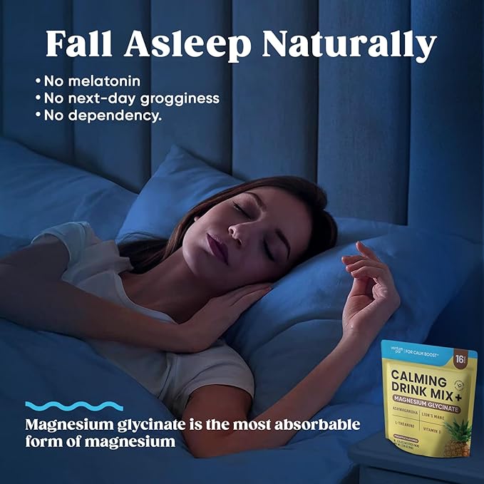 Venture Pal Calm Drink Mix, Cortisol Reducer and Sleep Aid with Magnesium Glycinate, Ashwagandha, L-Theanine,Vitamin D, Calm Magnesium Powder for Relax & Focus, No Sugar, Non GMO, Vegan & Gluten-Free