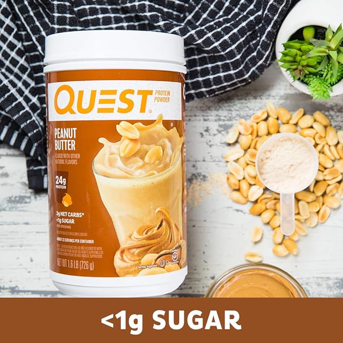 Quest Nutrition Peanut Butter Protein Powder, 23g Protein, 1g Sugar, Low Carb, Gluten Free, 1.6 Pound, 23 Servings