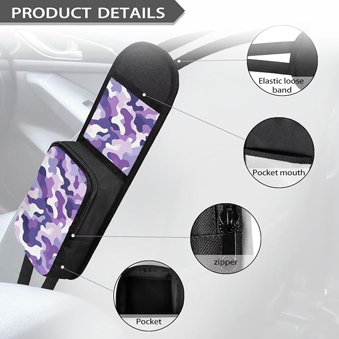 Purple Camo Car Seat Side Storage Organizer Front Seat Organizer Universal Car Storage Organizer, Car Interior Accessories for Women Men