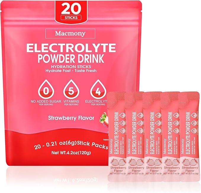 Electrolyte Powder Packets, Hydration Packets 20 Stick, Sugar Free Electrolytes for Rapid Recovery, Electrolyte Powder Drink Mix with Yerba Mate - Gluten Free, Keto Friendly, Vegan