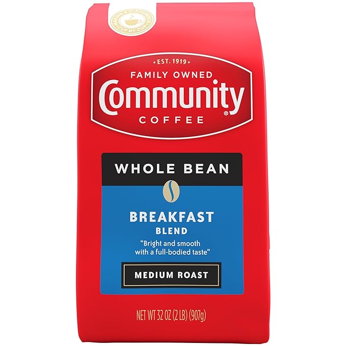 Community Coffee Breakfast Blend Whole Bean Coffee, Medium Roast, 32 oz Bag (Pack of 1)