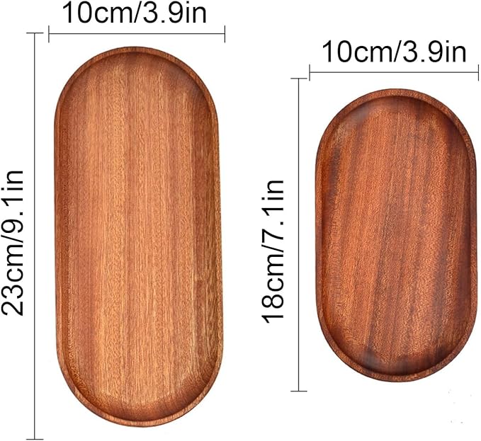2 Pack Solid Wood Serving Platters and Trays of Natural Wood with Edge,Rectangular Avoid Sliding and Spilling Food (Walnut Trays x 2Pack)