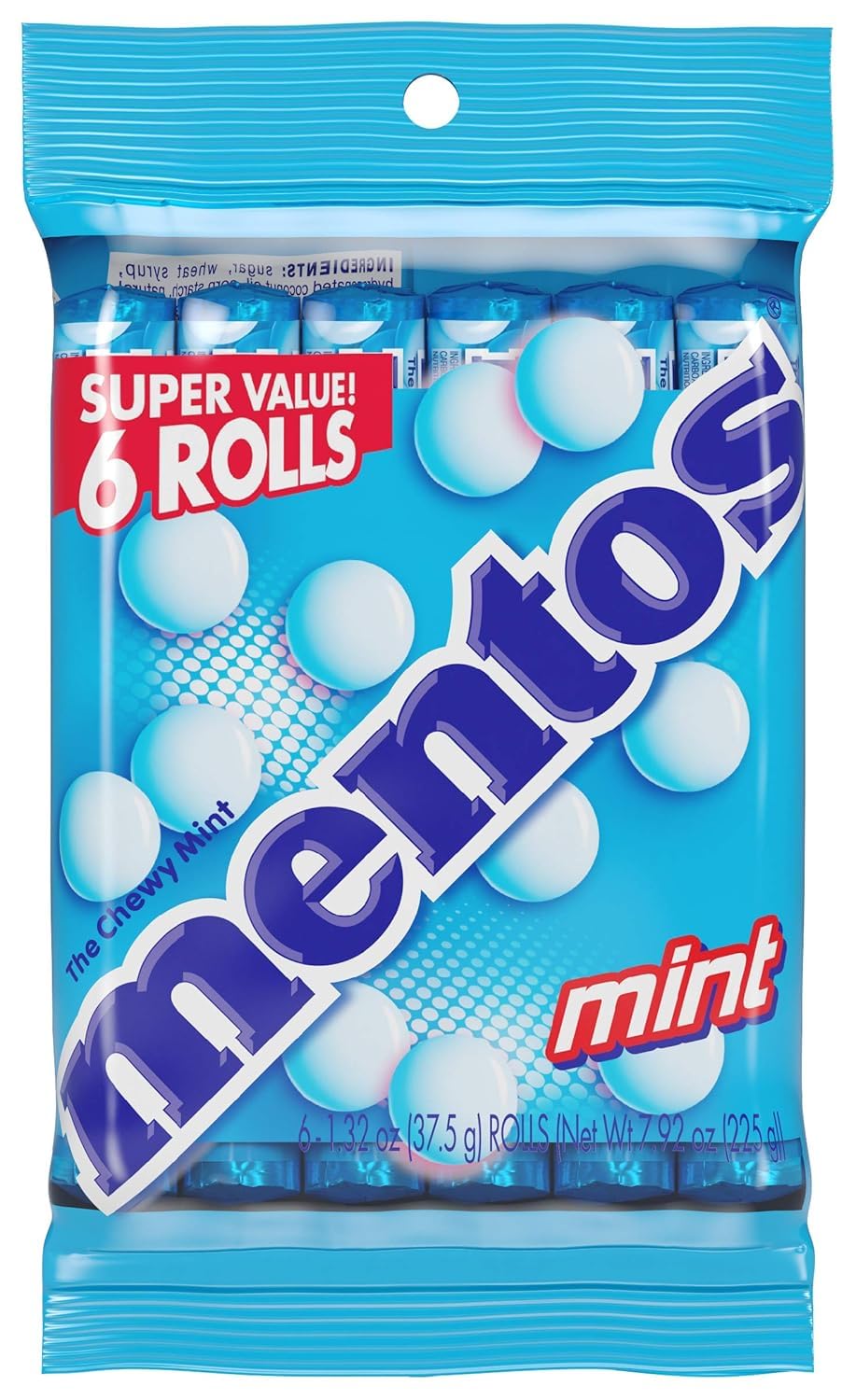 Mentos Strawberry Chewy Mint Candy Roll, 14 Pieces Per Roll, 6 Count Party Pack