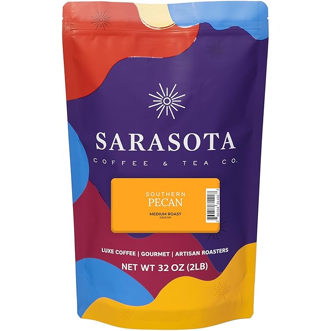 2 lb Southern Pecan Ground Coffee | Pecan Flavored Coffee Medium Roast | Bulk Nutty Butter Pecan | Specialty Grade | 32 oz