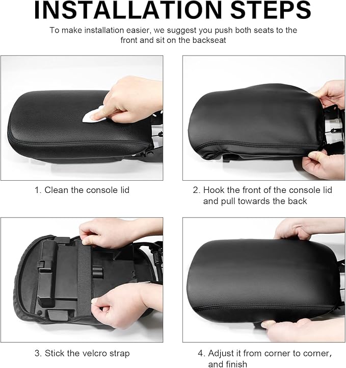 Console Cover for 2024 2025 2026 Chevrolet Trax (LS/1RS/LT/2RS/ACTIV) Leather Center ArmRest Box Cover Pad 2024 2025 2026 Chevy Trax Accessories Protector Cushion (Black Stitches)