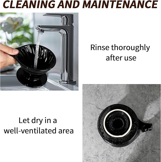 Mongdio Pour Over, Ceramic Coffee Pour Over, Reusable Porcelain Portable Pour Over Coffee Maker with 40pcs Paper Filter, For Home,Black