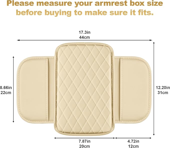 Center Console Cover for CR-V: Armrest Cover for Car with 2 Storage Bags - Scratch & Wear Resistant & Waterproof Leather Console Cover,Anti-Scratch Auto Armrest Pad Accessory （Gray