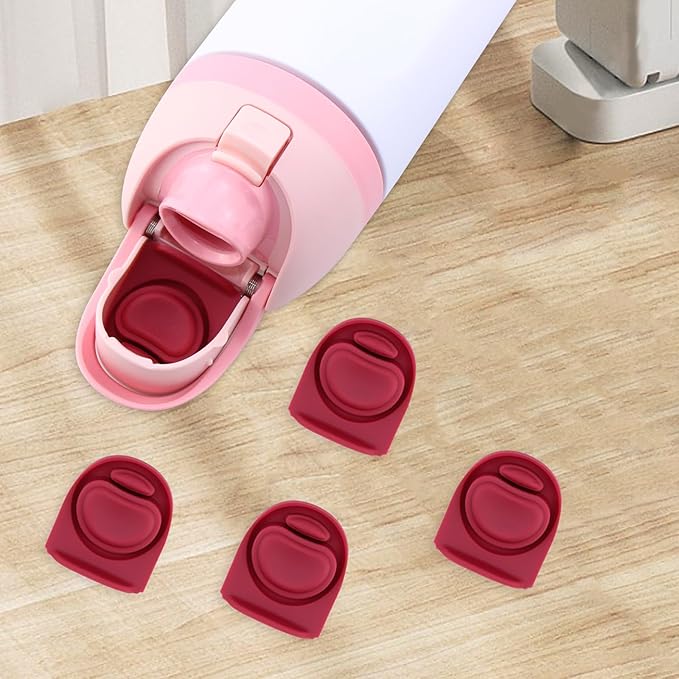 4 Pcs Replacement Rubber Seal Stopper Compatible with Owala FreeSip 16oz 32oz,Bottle Top Gasket Lid for Owala 16/19/24/32/40oz Seal Mouth Cap Silicone Stopper Part Insert Accessories(Wine Red)