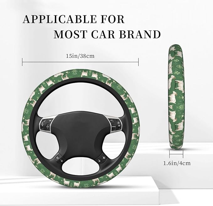 Goat Floral Car Steering Wheel Cover, 15 Inch Steering Wheel Cover Stylish Decor for Most Cars