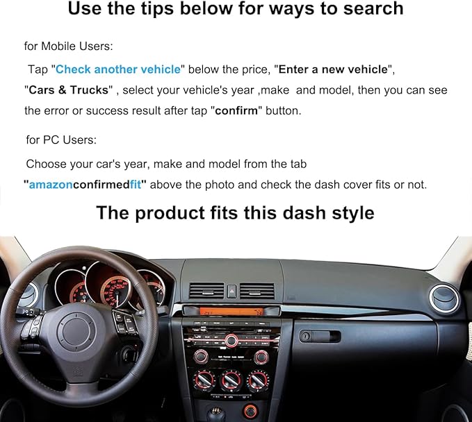 Yiz Dash Cover Mat Custom Fit for Mazda 3 / Mazda 3 Sport Without Raised Screen Dashboard Cover Pad Cap Carpet Protector J256 (Black)