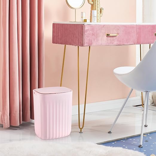 ELPHECO 3.5 Gallon Waterproof Motion Sensor Bedroom Trash Can with Lid Bathroom Accessories, Bathroom Decor Automatic Garbage Bin for Living Room Office, Pink