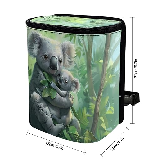 Cute Koala-Shaped Car Trash Bin, Zippered Hanging Design, Keeps Your Vehicle Organized and Tidy