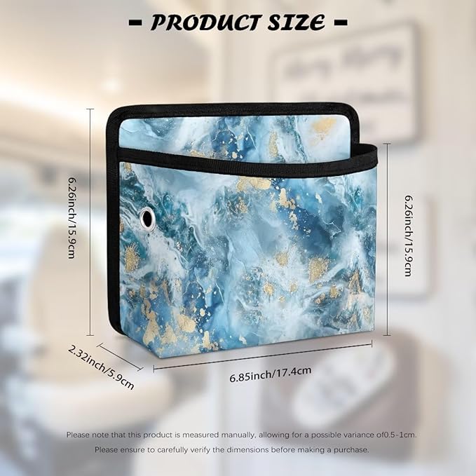 Renewold Blue Marble Texture Car Side Pocket Organizer Storage Bag Cell Phone Sunglasses Cards Holder Car Storage Pouch for Console Front Back Seat Door Automotive Interior Accessories for Women Men