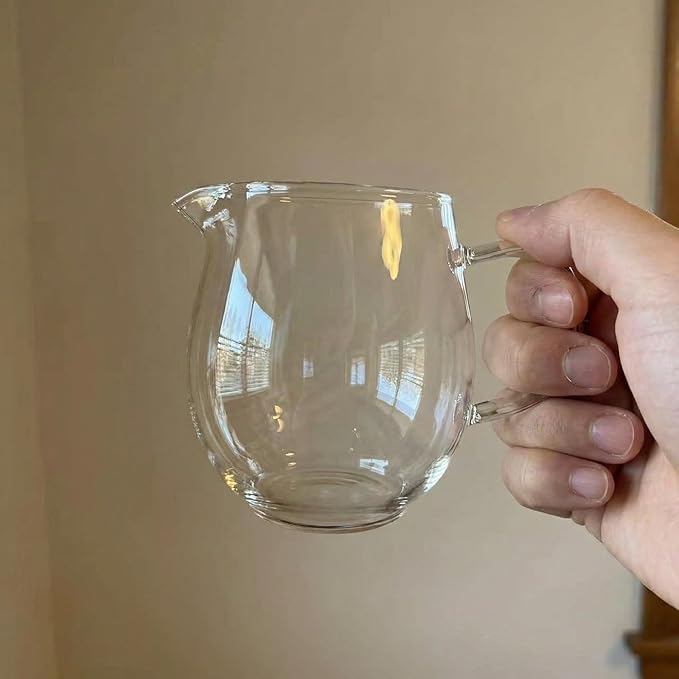 I-MART Small Glass Pitcher 13.5 Ounce Clear Creamer Pitcher with Handle and Spout for Milk Frothing Cold Foam Coffee Bar Espresso Accessories and Daily Pouring