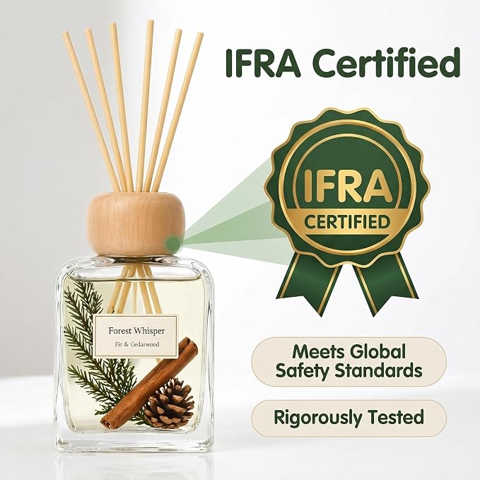 Fir Reed Diffuser, Woody Forest Home Fragrance for Bedroom Bathroom & Living Room, Long Lasting Essential Oil Diffuser Sticks up to 120 Days, Non Toxic Pet & Kid Friendly, IFRA Compliant, 3.4 FL OZ