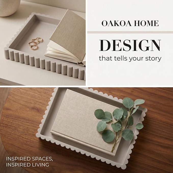OAKOA Concrete Decorative Tray for Coffee Table Tray Decor - Ottoman Tray for Living Room - Bandejas Decorativas - Table Trays Decorative - Coffee Table Centerpiece