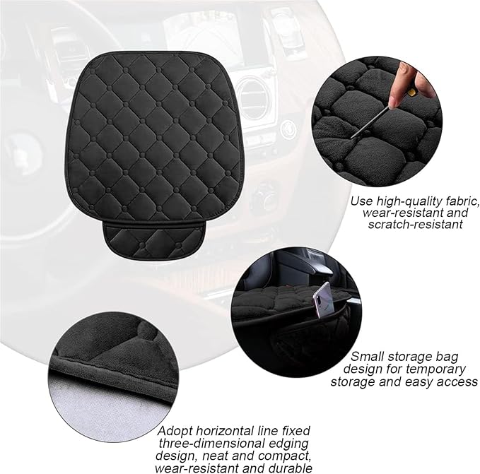 Plush Car Seat Covers Full Set for Sedan, SUV, Truck - Universal Soft Fuzzy Front and Rear Seat Cushion Protectors | Non-Slip, Warm, Machine Washable (Gray, 3-Piece)