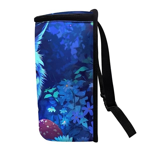 Fantasy Blue Wolf Car Trash Can, Hanging Zipper Design Garbage Bin for Backseat