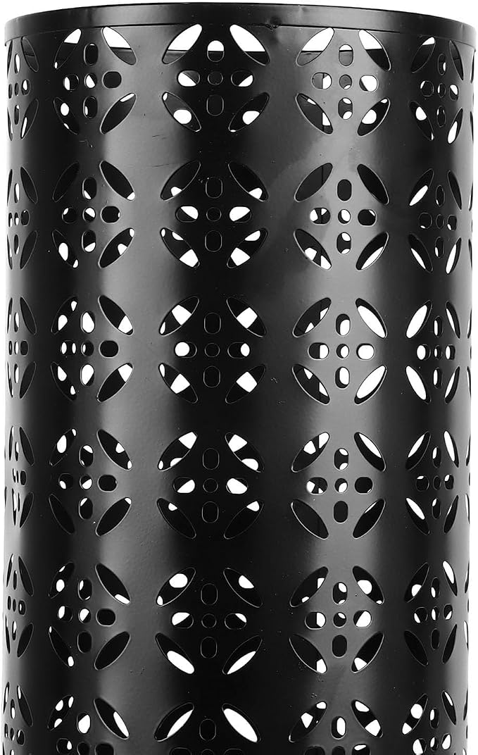 Zerodis Large Round Hollow Design Metal Umbrella Holder, Stylish Gold Finish Steel Umbrella Stand for Entryway, Home Office, and Outdoor Use (L)
