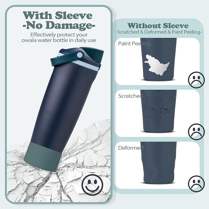 2PCS Silicone Boots for Owala 30oz & 40oz FreeSip Sway Bottles & Tumblers – Non-Slip, Scratch-Resistant, Stability Enhancer for Owala Accessories (Blue Spruce)