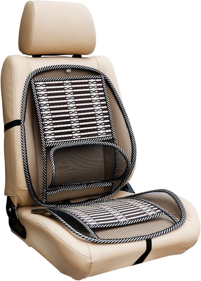 Bamboo Car Seat Pad, Car Seat Office Chair Bamboo Chip Cover Cushion, Breathable Lumbar Cushion Mesh Support Cushion Pad Supplies Waist Protection(Basic)